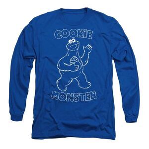 Sesame Street Unisex Adult Simple Cookie Long-Sleeved T-Shirt / Royal Blue